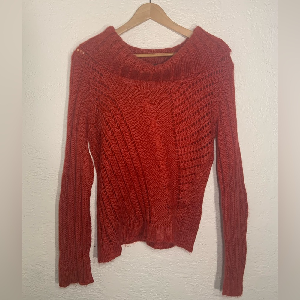 FEVER Open Stitch Wide Necked Turtleneck Sweater